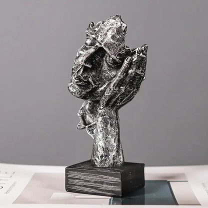 ARTLOVIN Vintage Thinker Figurine Abstract Face Art Sculpture - A -white