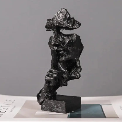 ARTLOVIN Vintage Thinker Figurine Abstract Face Art Sculpture - A -white