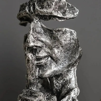 ARTLOVIN Vintage Thinker Figurine Abstract Face Art Sculpture - A -white