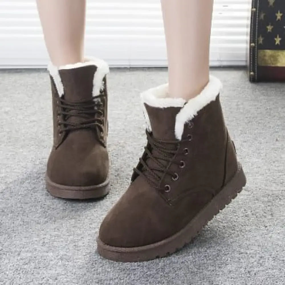 Best Women's Snow Boots Winter Warm Shoes - Beige / 4.5