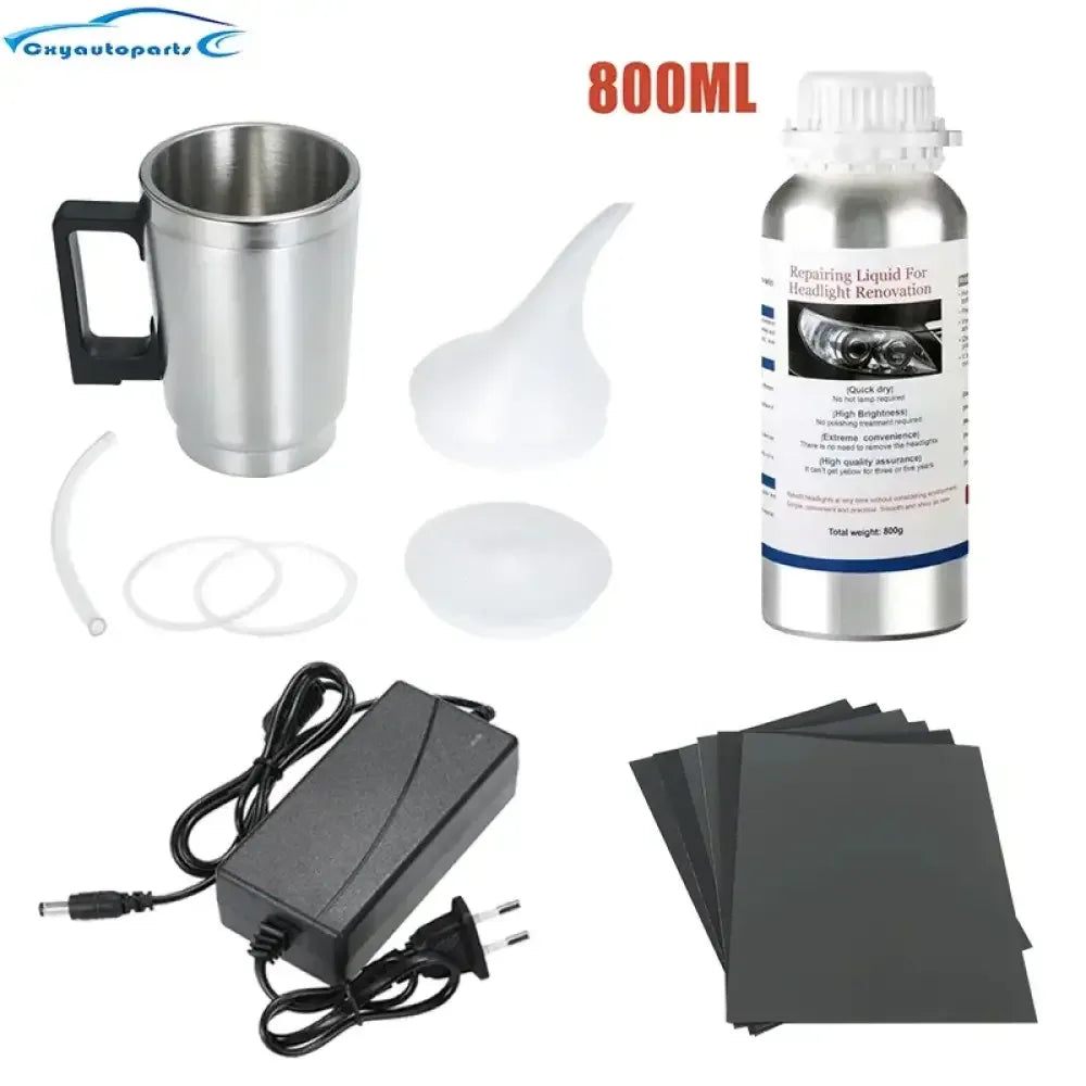 Car Headlight Restoration Kit – 800ml Liquid Polymer Scratch Remover & Polishing Fluid - 