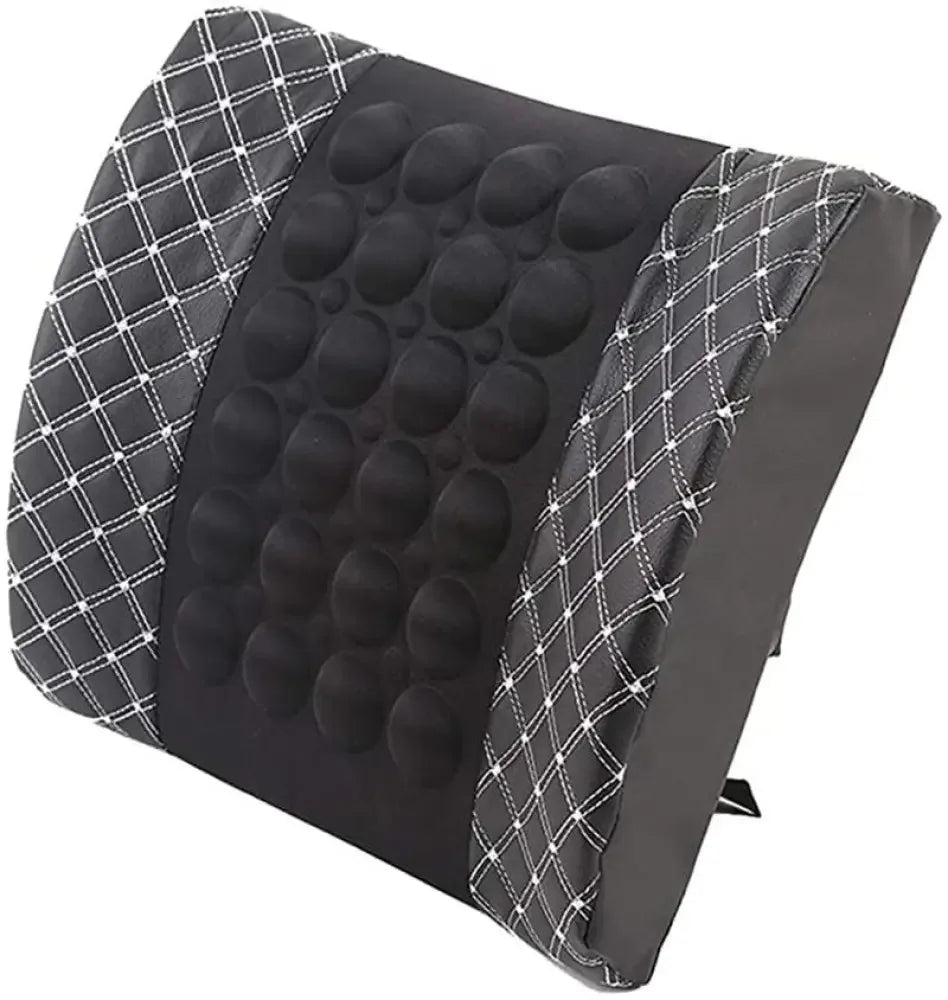 Car Massage Cushion Electric Lumbar Support Pillow - White/Black