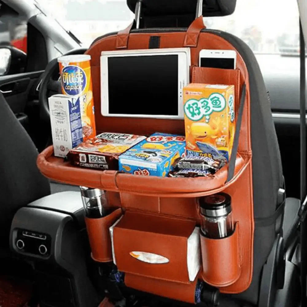 Car Organizing Seat Saver Backrest Storage Bag - Brown