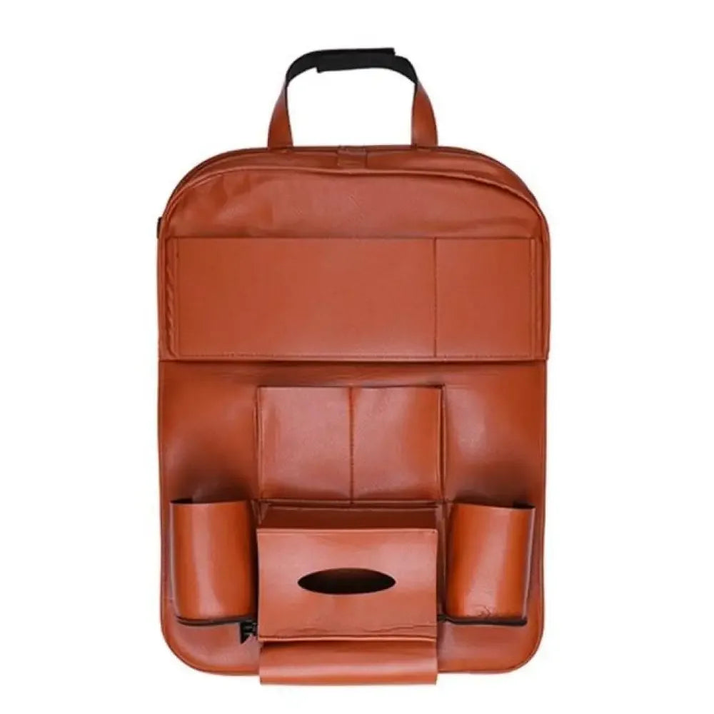 Car Organizing Seat Saver Backrest Storage Bag - Brown