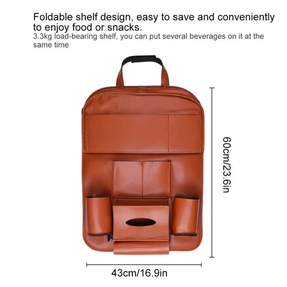 Car Organizing Seat Saver Backrest Storage Bag - Brown
