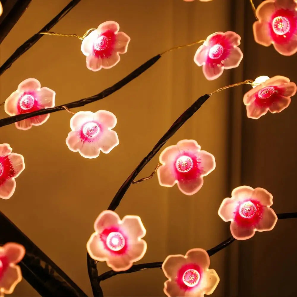 Cherry Blossom Tree Night Light Artificial Bonsai LED Lamp with Touch Switch