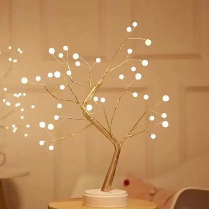 Cherry Blossom Tree Night Light Artificial Bonsai LED Lamp with Touch Switch - ball