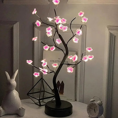Cherry Blossom Tree Night Light Artificial Bonsai LED Lamp with Touch Switch - Plum blossom