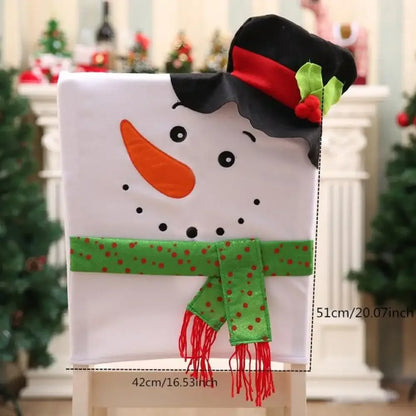Christmas Chair Covers - balck hat snowman