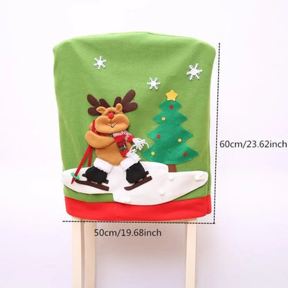 Christmas Chair Covers - skiing elk