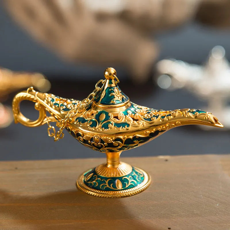 Classic Rare Hollow Legend Aladdin Magic Genie Lamps Incense Burners Retro