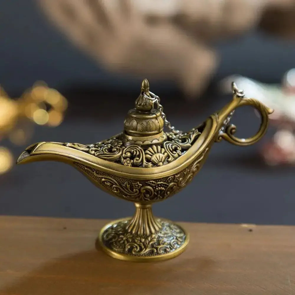 Classic Rare Hollow Legend Aladdin Magic Genie Lamps Incense Burners Retro - A