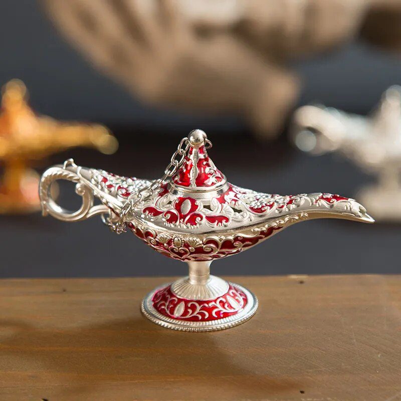 Classic Rare Hollow Legend Aladdin Magic Genie Lamps Incense Burners Retro