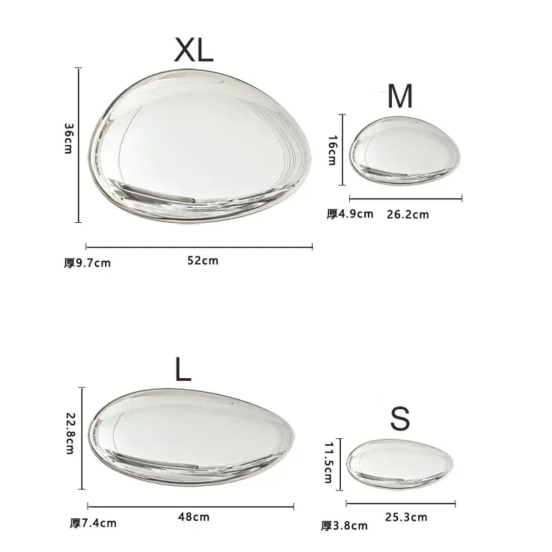 Size chart for clear glass plates with dimensions labeled.