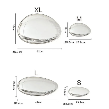 Size chart for clear glass plates with dimensions labeled.