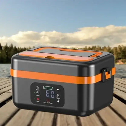 Cordless Electric Lunch Box – Rechargeable Self-Heating Food Warmer with 16000mAh Battery for Work, Travel, Car, and Office - Black US