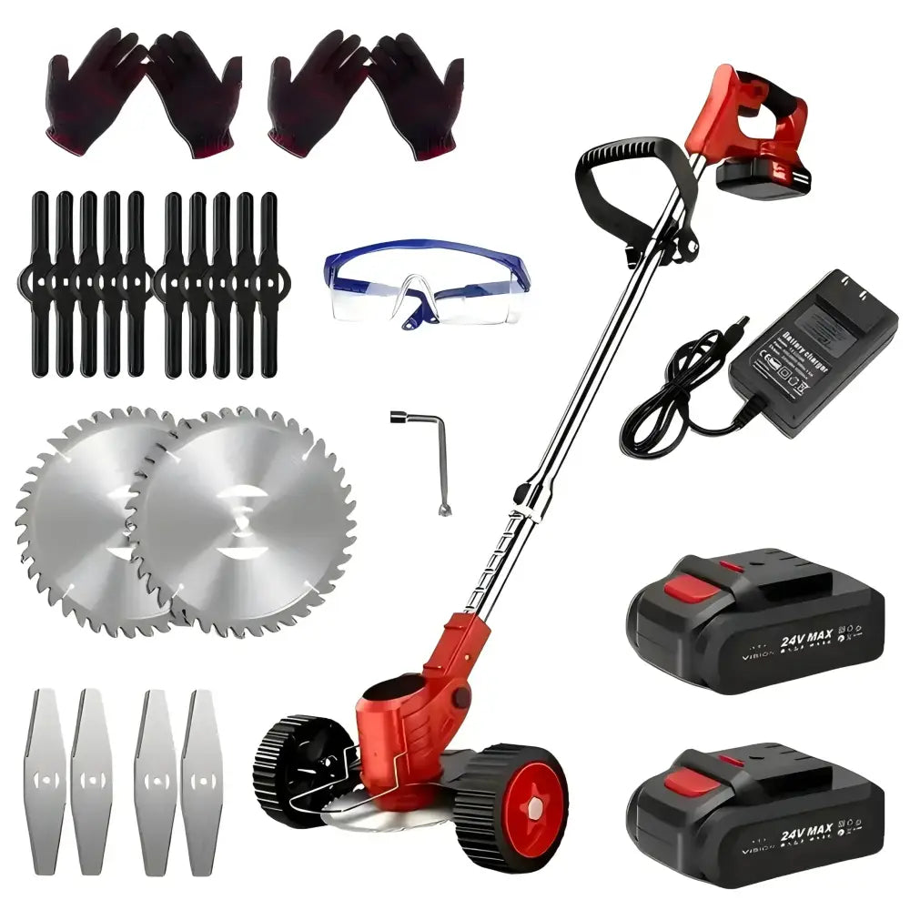 Cordless Lawn Trimmer & Edger with 2 Batteries