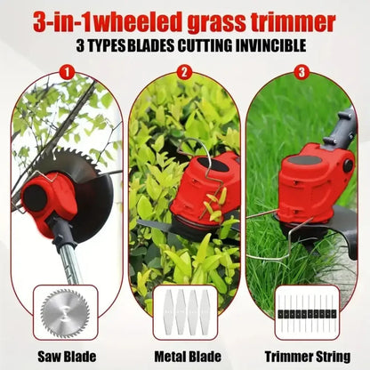 Cordless Lawn Trimmer & Edger with 2 Batteries - RED
