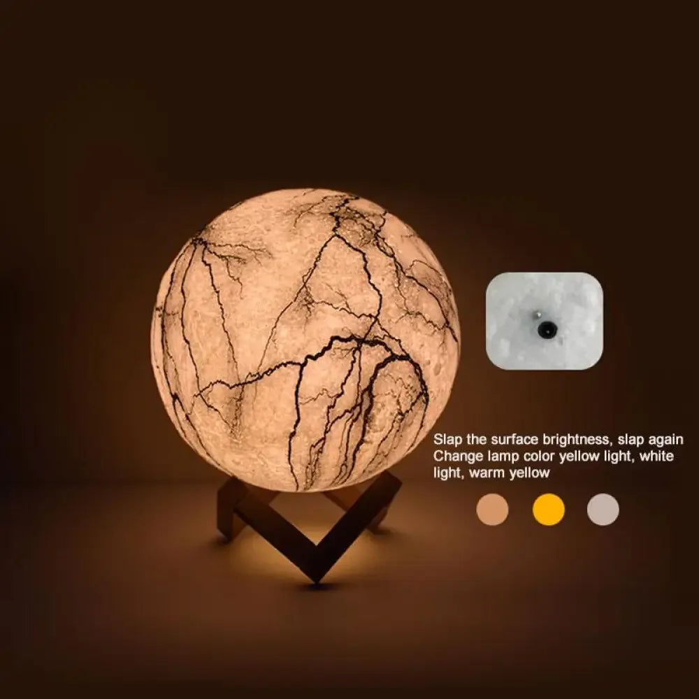Cracked Moon Lamp - 3-Color Touch Sensitive / 8 CM