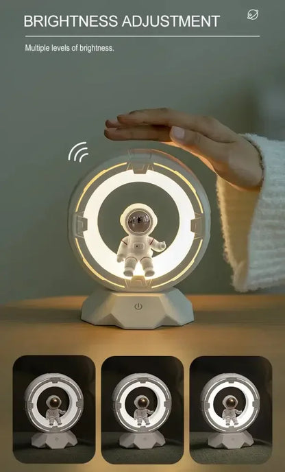Creative Astronaut LED Night Light Rechargeable Touch Dimmable Eye-Care Lamp for Kids - White