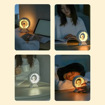 Creative Astronaut LED Night Light Rechargeable Touch Dimmable Eye-Care Lamp for Kids - White