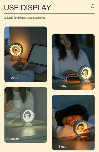 Creative Astronaut LED Night Light Rechargeable Touch Dimmable Eye-Care Lamp for Kids - White