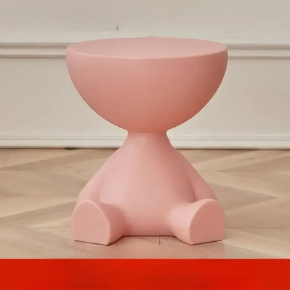 Creative Bear Shaped Plastic Bedside Table Minimalist Coffee Table & Multifunctional Storage - Pink