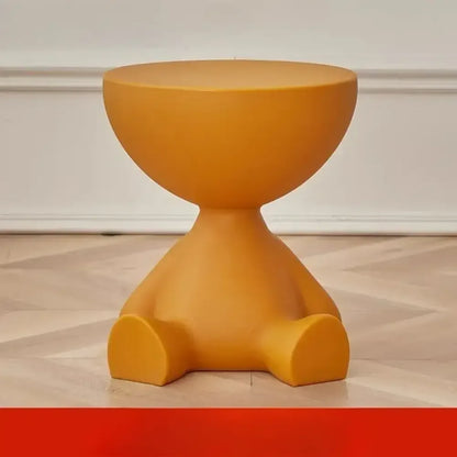Creative Bear Shaped Plastic Bedside Table Minimalist Coffee Table & Multifunctional Storage - Orange