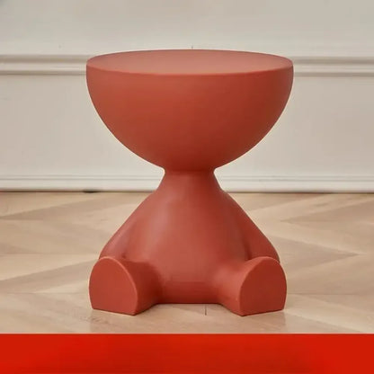 Creative Bear Shaped Plastic Bedside Table Minimalist Coffee Table & Multifunctional Storage - Red
