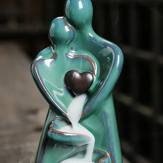 Creative Ceramic Lover Backflow Incense Burner Romantic Censer & Stick Holder Home Decor