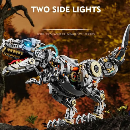 Creative Jurassic Mechanical T-Rex Building Blocks Kit Light-Up Dinosaur Model Assembly Toy - 1268pcs