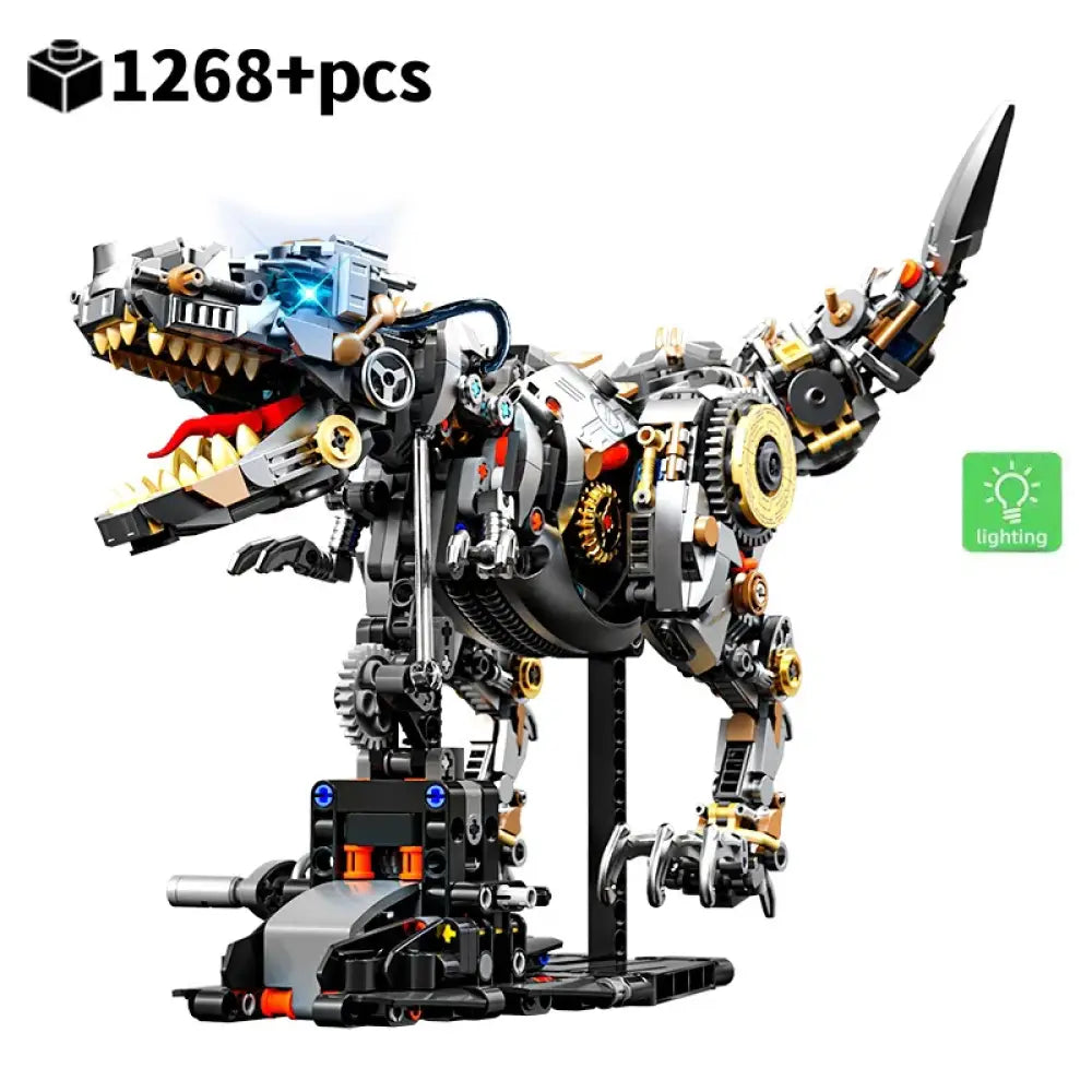 Creative Jurassic Mechanical T-Rex Building Blocks Kit Light-Up Dinosaur Model Assembly Toy