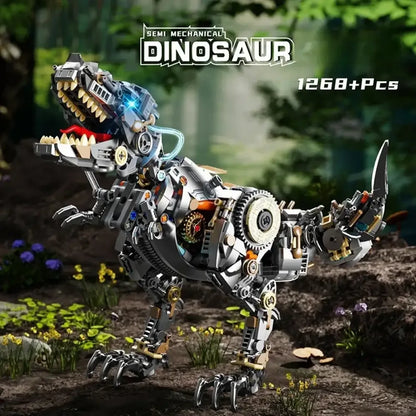 Creative Jurassic Mechanical T-Rex Building Blocks Kit Light-Up Dinosaur Model Assembly Toy - 1268pcs