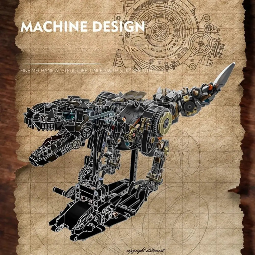 Creative Jurassic Mechanical T-Rex Building Blocks Kit Light-Up Dinosaur Model Assembly Toy