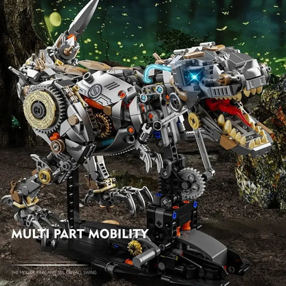 Creative Jurassic Mechanical T-Rex Building Blocks Kit Light-Up Dinosaur Model Assembly Toy - 1268pcs