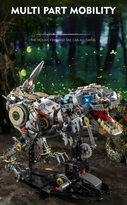 Creative Jurassic Mechanical T-Rex Building Blocks Kit Light-Up Dinosaur Model Assembly Toy - 1268pcs