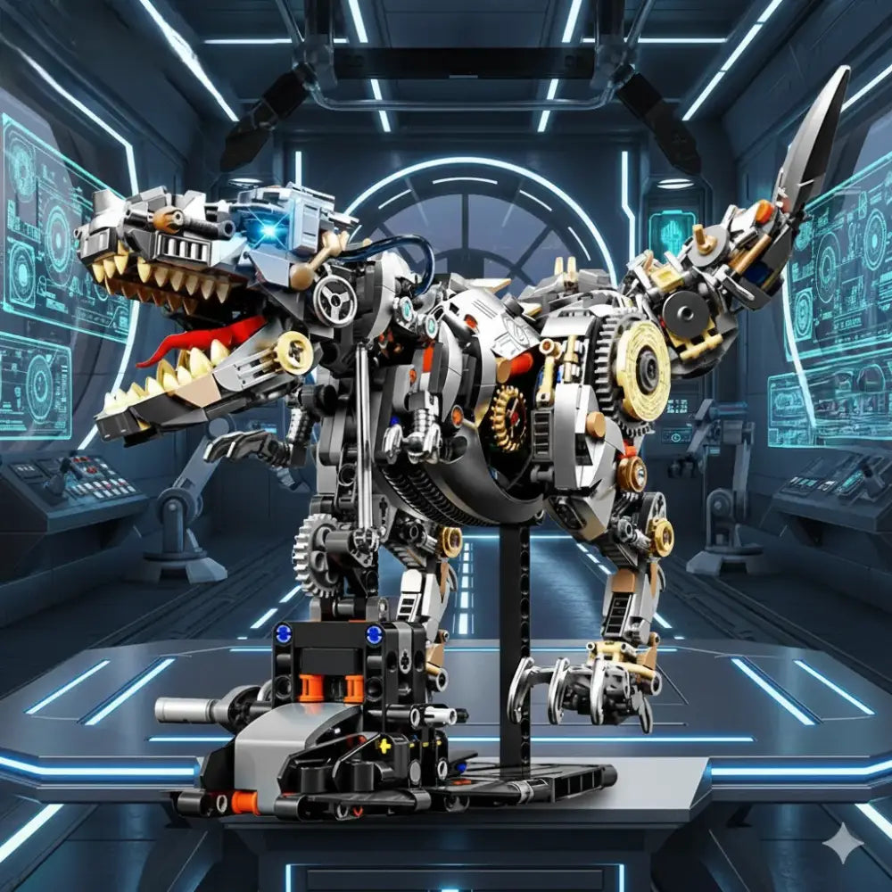 Creative Jurassic Mechanical T-Rex Building Blocks Kit Light-Up Dinosaur Model Assembly Toy