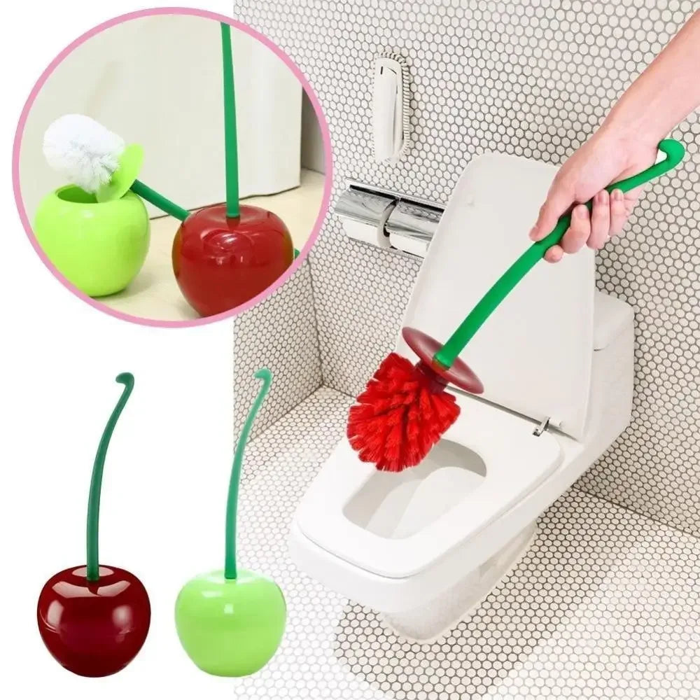 Creative Lovely Cherry Shape Toilet Brush - Green
