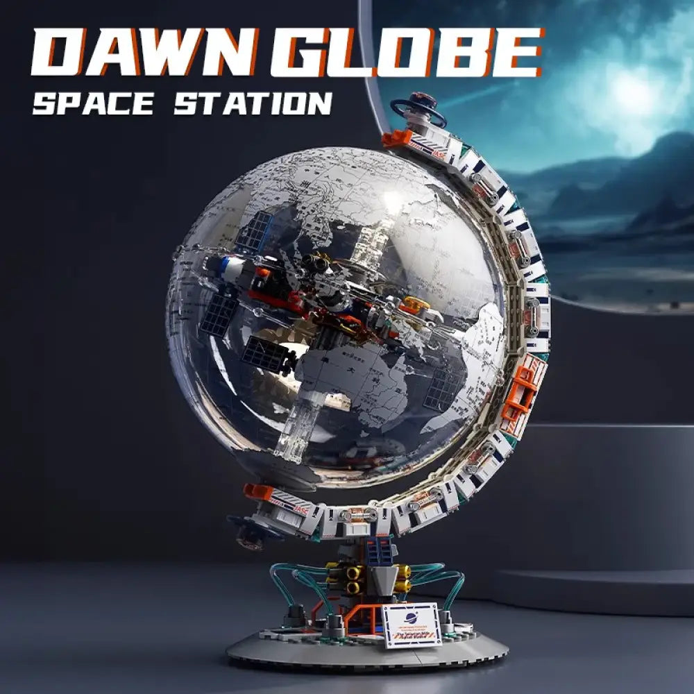 Creative Transparent Globe Space Station Building Blocks High Tech Construction Brick Set