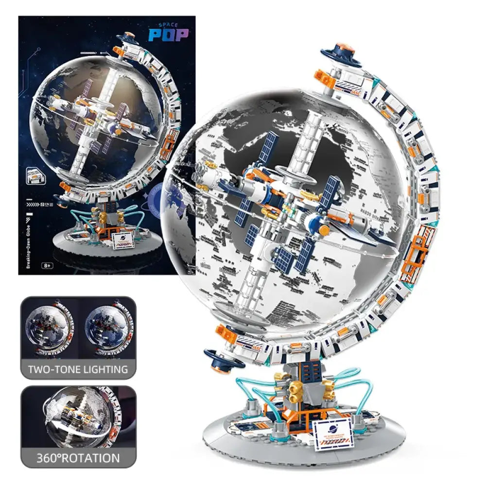 Creative Transparent Globe Space Station Building Blocks High Tech Construction Brick Set
