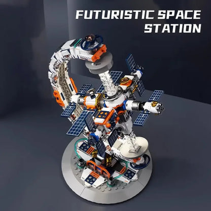 Creative Transparent Globe Space Station Building Blocks High Tech Construction Brick Set - 