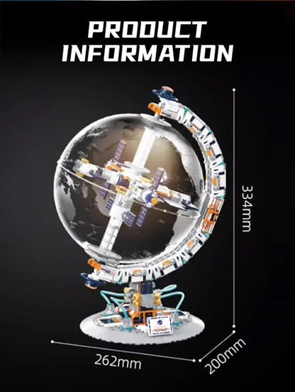 Creative Transparent Globe Space Station Building Blocks High Tech Construction Brick Set - 