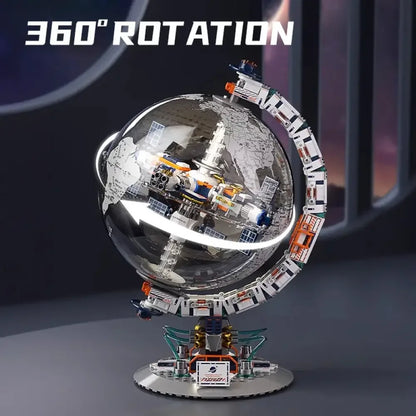 Creative Transparent Globe Space Station Building Blocks High Tech Construction Brick Set - 