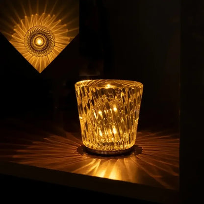 Crystal Diamond Night Light Rechargeable Table Lamp - Romantic Bedside Accent - Style A