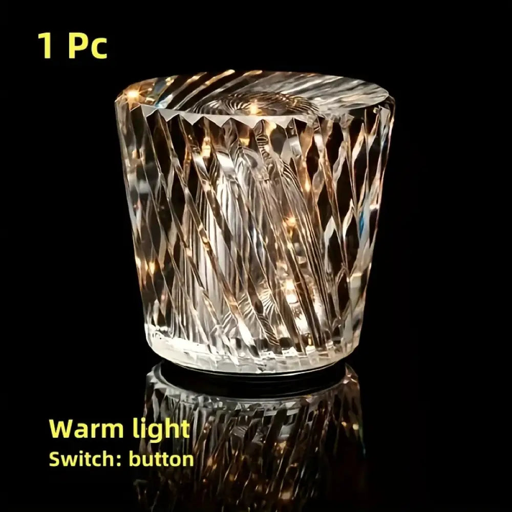 Crystal Diamond Night Light Rechargeable Table Lamp - Romantic Bedside Accent