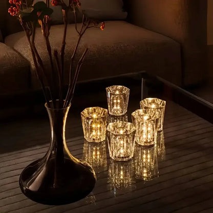 Crystal Diamond Night Light Rechargeable Table Lamp - Romantic Bedside Accent - Style A