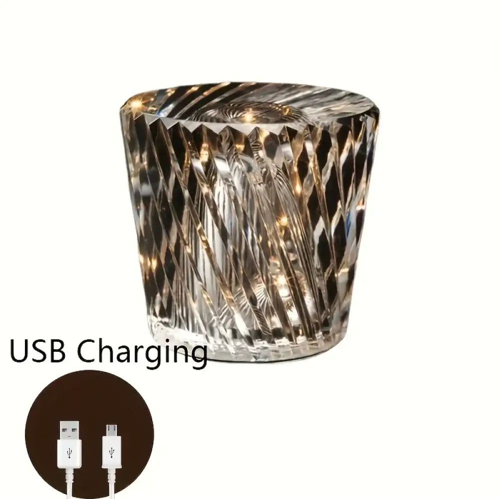 Crystal Diamond Night Light Rechargeable Table Lamp - Romantic Bedside Accent