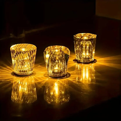Crystal Diamond Night Light Rechargeable Table Lamp - Romantic Bedside Accent - Style A