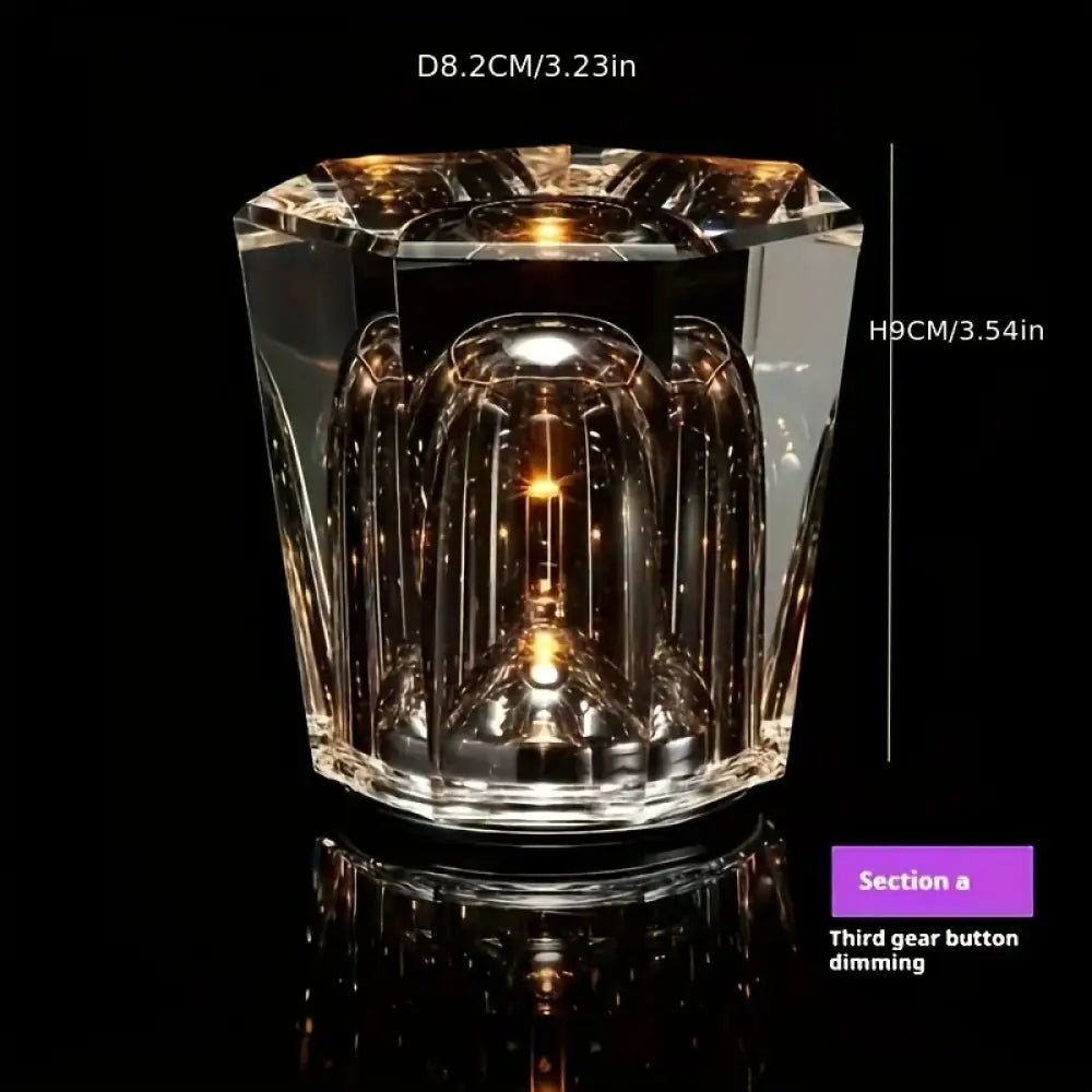 Crystal Diamond Night Light Rechargeable Table Lamp - Romantic Bedside Accent