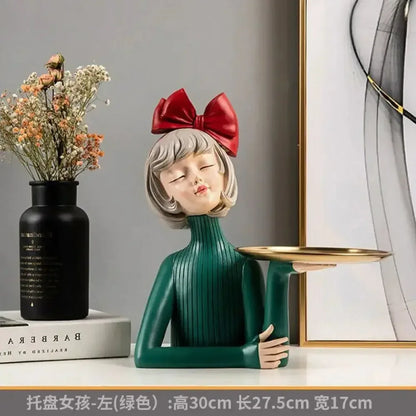 Cute creative Bouquet Girl Ornaments Sculpture Statue - F